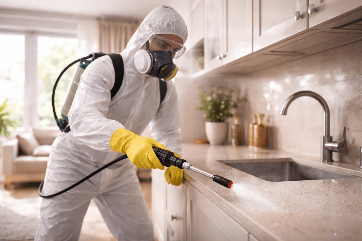 Behandlung einer Küche bei Schädlingsbefall